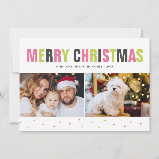 "Vrolijk kerstfeest" Vette en kleurrijke vakantie Feestdagenkaart (Voorkant)