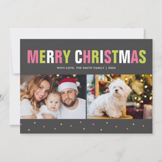 "Vrolijk kerstfeest" Vette en kleurrijke vakantie Feestdagenkaart (Voorkant)