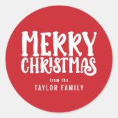 Vrolijk kerstfeest Vette moderne tekst gepersonali Ronde Sticker (Voorkant)