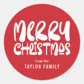 Vrolijk kerstfeest Vette moderne tekst gepersonali Ronde Sticker (Voorkant)