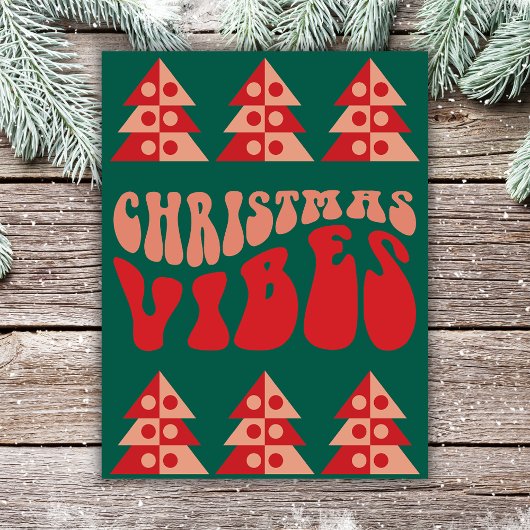 Vrolijk Kerstfeest Vibes Retro Feestdagenkaart