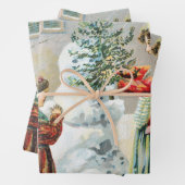 Vrolijk kerstfeest Victoriaans familie en Snowman Inpakpapier Vel (In situ)