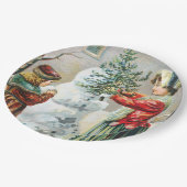 Vrolijk kerstfeest Victoriaans familie en Snowman Papieren Bordje (Gekanteld)