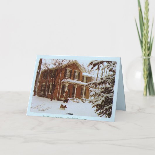 Vrolijk kerstfeest Victoriaans huis in de sneeuw Feestdagen Kaart (Achterkant)