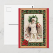  Vrolijk Kerstfeest Victoriaans Kind Poinsettia Briefkaart (Voorkant / Achterkant)