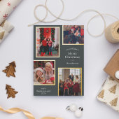 Vrolijk Kerstfeest Vier foto's Classic Stripes Gro Folie Feestdagenkaart