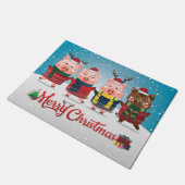 Vrolijk kerstfeest Vier kleine varkens Deurmat (Schuin)