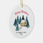 Vrolijk kerstfeest vieren met vreugde en liefde keramisch ornament (Rechts)