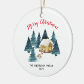 Vrolijk kerstfeest vieren met vreugde en liefde keramisch ornament (Links)