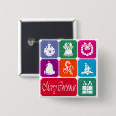 Vrolijk kerstfeest vierkante button 5,1 cm (Voorkant /achterkant)