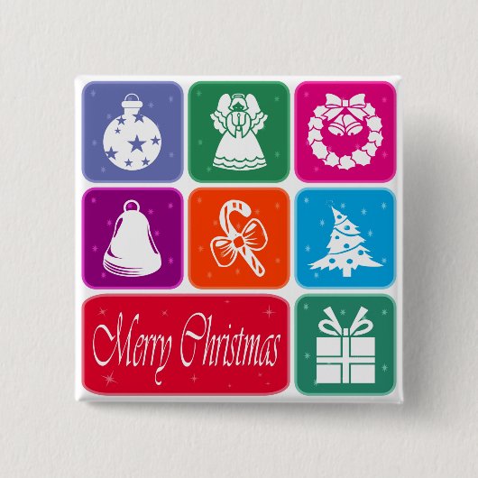 Vrolijk kerstfeest vierkante button 5,1 cm (Voorkant)
