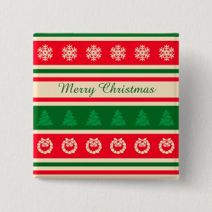 Vrolijk kerstfeest vierkante button 5,1 cm