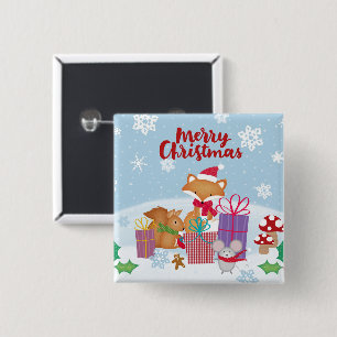Vrolijk kerstfeest vierkante button 5,1 cm