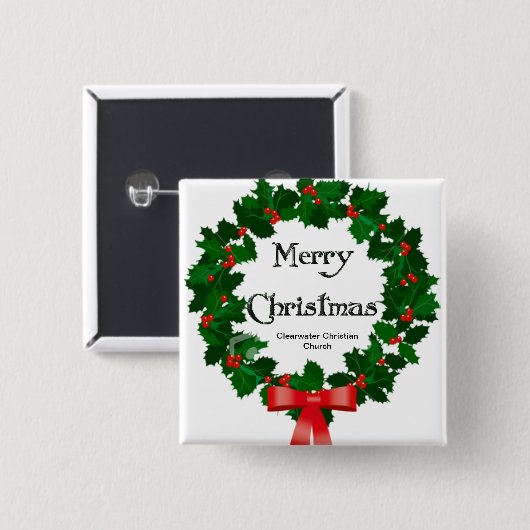 Vrolijk kerstfeest vierkante button 5,1 cm (Voorkant /achterkant)