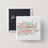 Vrolijk kerstfeest vierkante button 5,1 cm (Voorkant /achterkant)