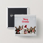 Vrolijk kerstfeest vierkante button 5,1 cm (Voorkant /achterkant)