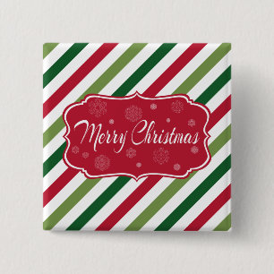 Vrolijk kerstfeest vierkante button 5,1 cm