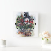 Vrolijk kerstfeest vierkante klok (Huis)