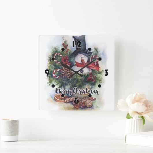 Vrolijk kerstfeest vierkante klok (Huis)