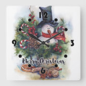 Vrolijk kerstfeest vierkante klok (Voorkant)
