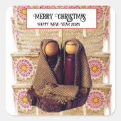 Vrolijk kerstfeest! vierkante sticker (Voorkant)