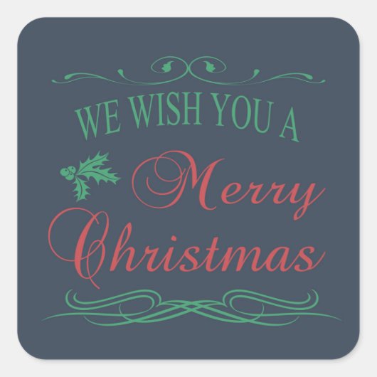 Vrolijk kerstfeest vierkante sticker (Voorkant)