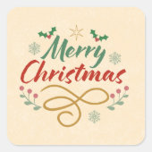 Vrolijk kerstfeest vierkante sticker (Voorkant)