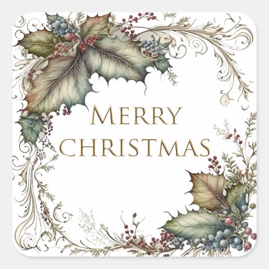 Vrolijk kerstfeest vierkante sticker (Voorkant)