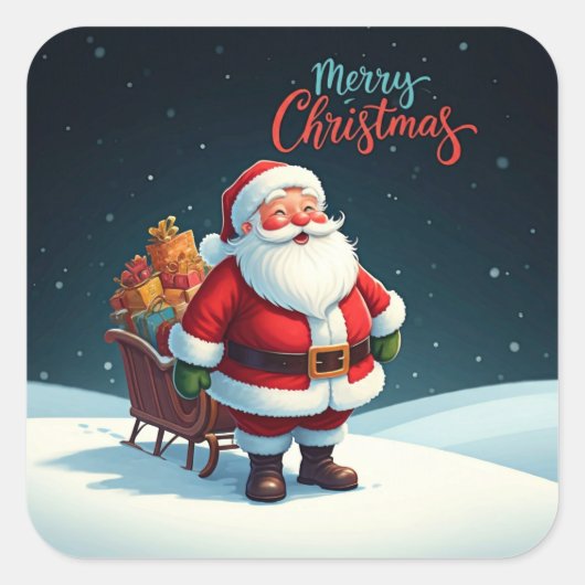 Vrolijk kerstfeest vierkante sticker (Voorkant)