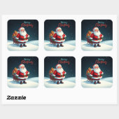 Vrolijk kerstfeest vierkante sticker (Vel)