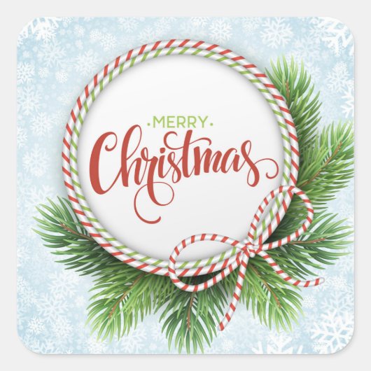 Vrolijk kerstfeest vierkante sticker (Voorkant)
