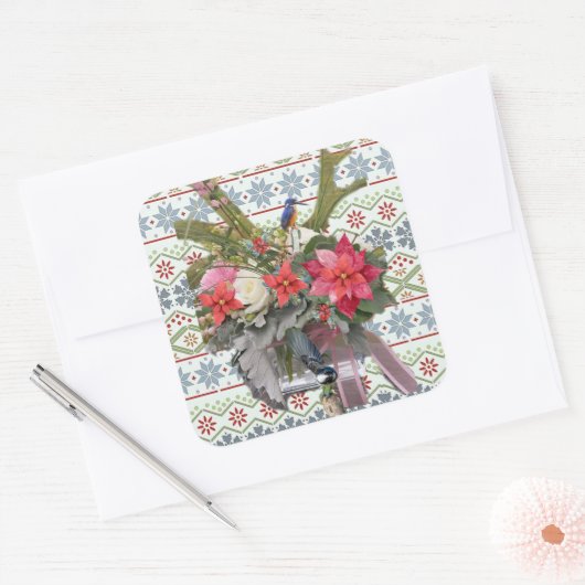 Vrolijk kerstfeest! vierkante sticker (Envelop)