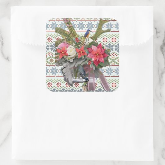 Vrolijk kerstfeest! vierkante sticker (Tas)