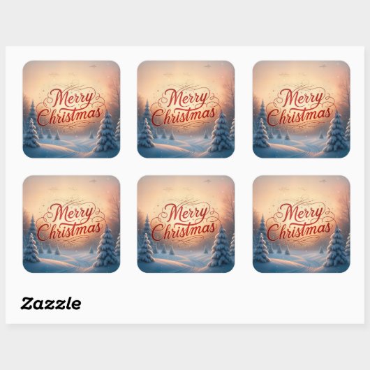 Vrolijk kerstfeest vierkante sticker (Vel)