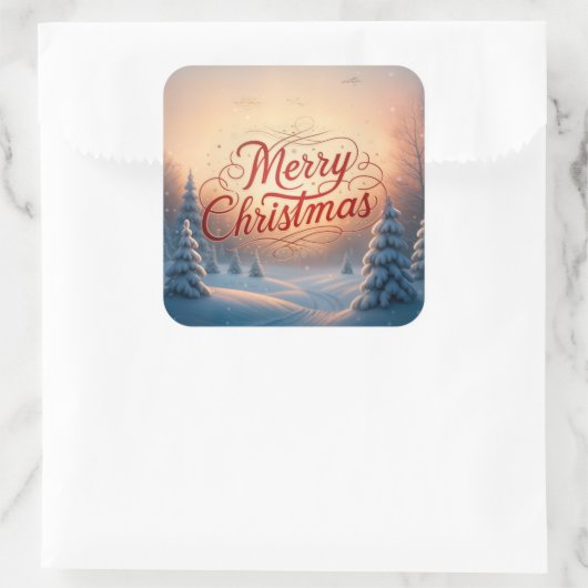 Vrolijk kerstfeest vierkante sticker (Tas)