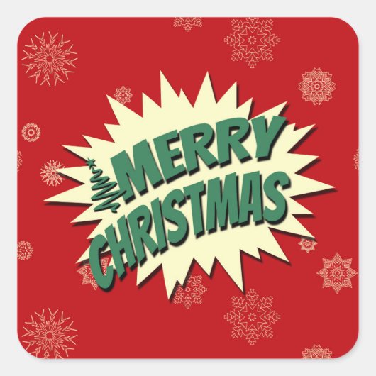 Vrolijk kerstfeest vierkante sticker (Voorkant)