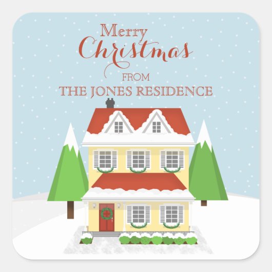 Vrolijk kerstfeest vierkante sticker (Voorkant)