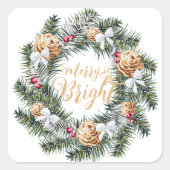 Vrolijk kerstfeest vierkante sticker (Voorkant)