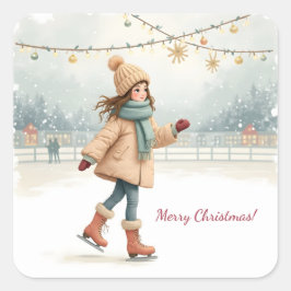 Vrolijk kerstfeest! vierkante sticker