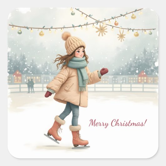 Vrolijk kerstfeest! vierkante sticker (Voorkant)