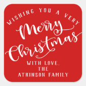 Vrolijk kerstfeest vierkante sticker (Voorkant)