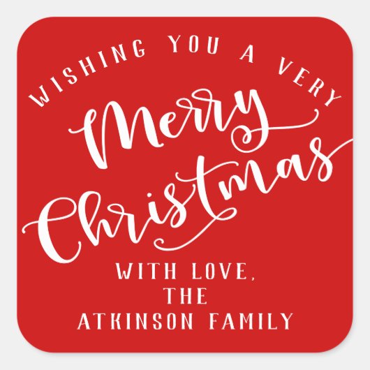 Vrolijk kerstfeest vierkante sticker (Voorkant)