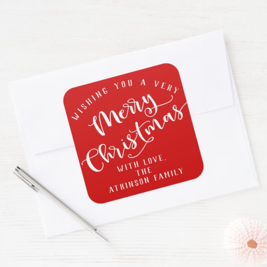 Vrolijk kerstfeest vierkante sticker (Envelop)