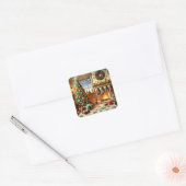 Vrolijk kerstfeest vierkante sticker (Envelop)