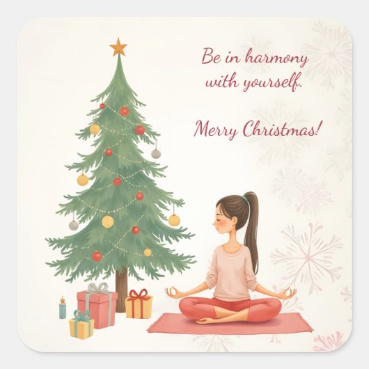Vrolijk kerstfeest! vierkante sticker (Voorkant)