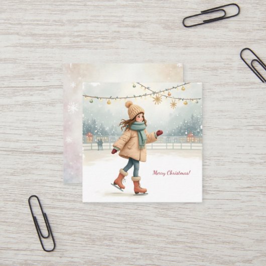 Vrolijk kerstfeest! vierkante visitekaartje (Voorkant / Achterkant in situ)