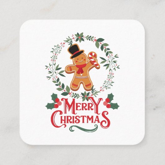 Vrolijk kerstfeest vierkante visitekaartje (Achterkant)