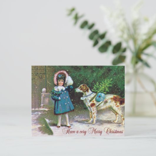 Vrolijk kerstfeest Vintage Feestdagenkaart (Staand voorkant)