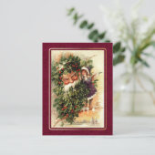 Vrolijk kerstfeest. Vintage KerstAngel Feestdagenkaart (Staand voorkant)