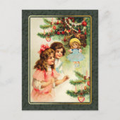 Vrolijk kerstfeest. Vintage-kerstscène Feestdagenkaart (Voorkant)